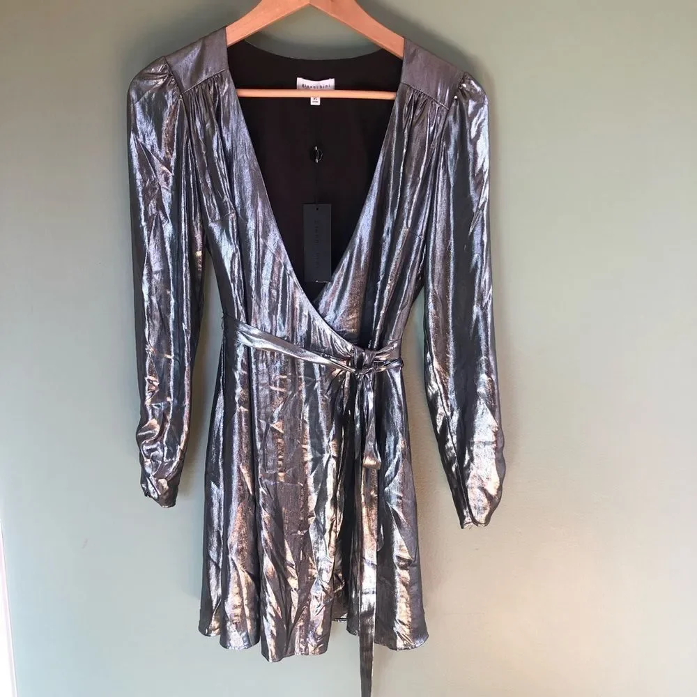 NWT Gianni Bini Silver Metallic Party Dress (XS)